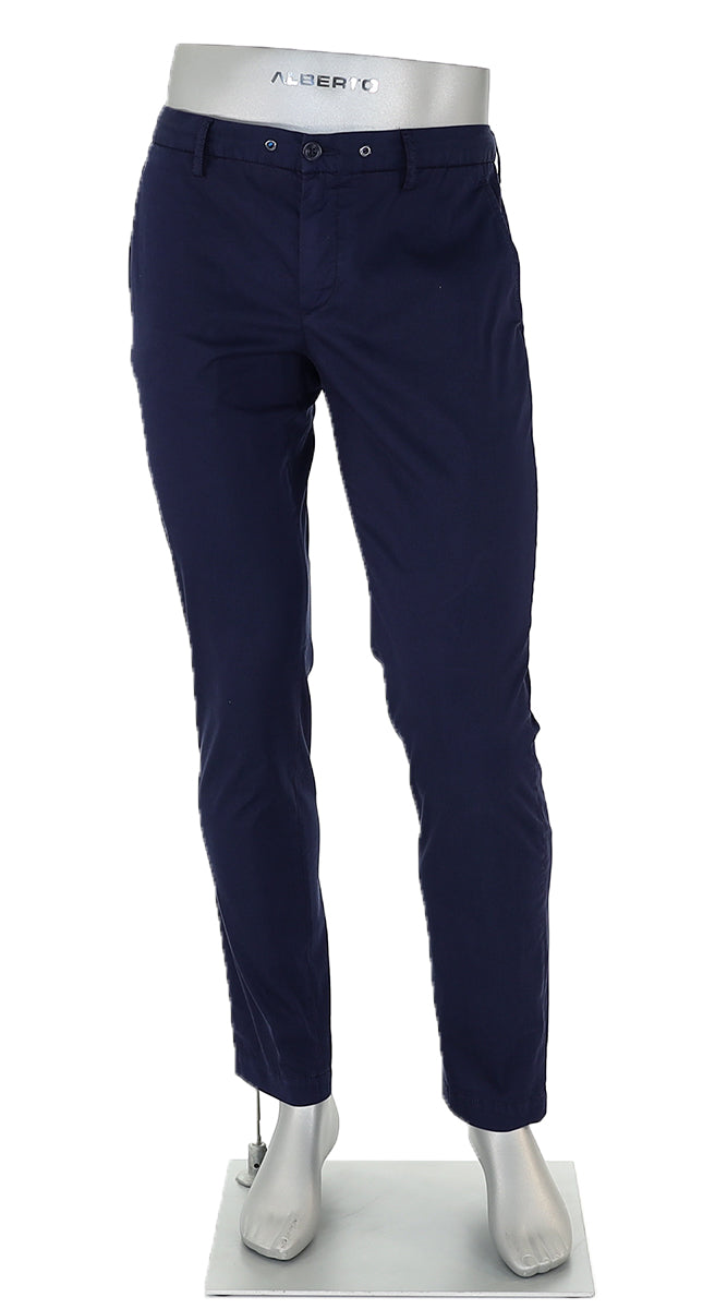 Alberto Cotton Super Light Slim Pant Navy Front View