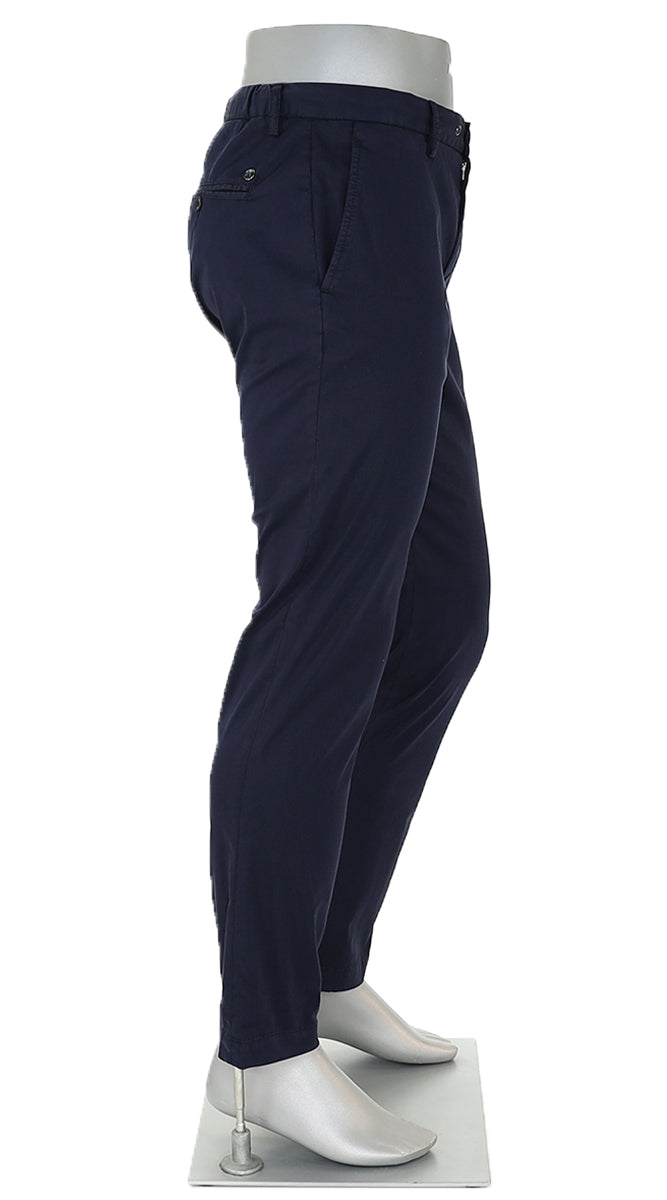 Alberto Cotton Super Light Slim Pant Navy Side View