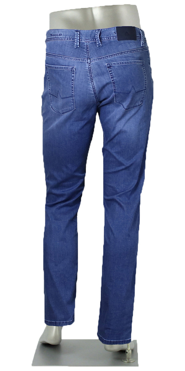 Alberto Pipe Tencel Light Weight Blue Back View 