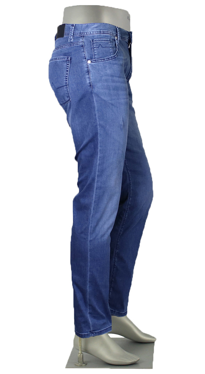 Alberto Pipe Tencel Light Weight Blue Side View 