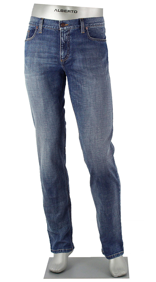 ALBERTO JEANS PIPE AUTHENTIC DENIM WASHED MED BLUE P1896-883 1896