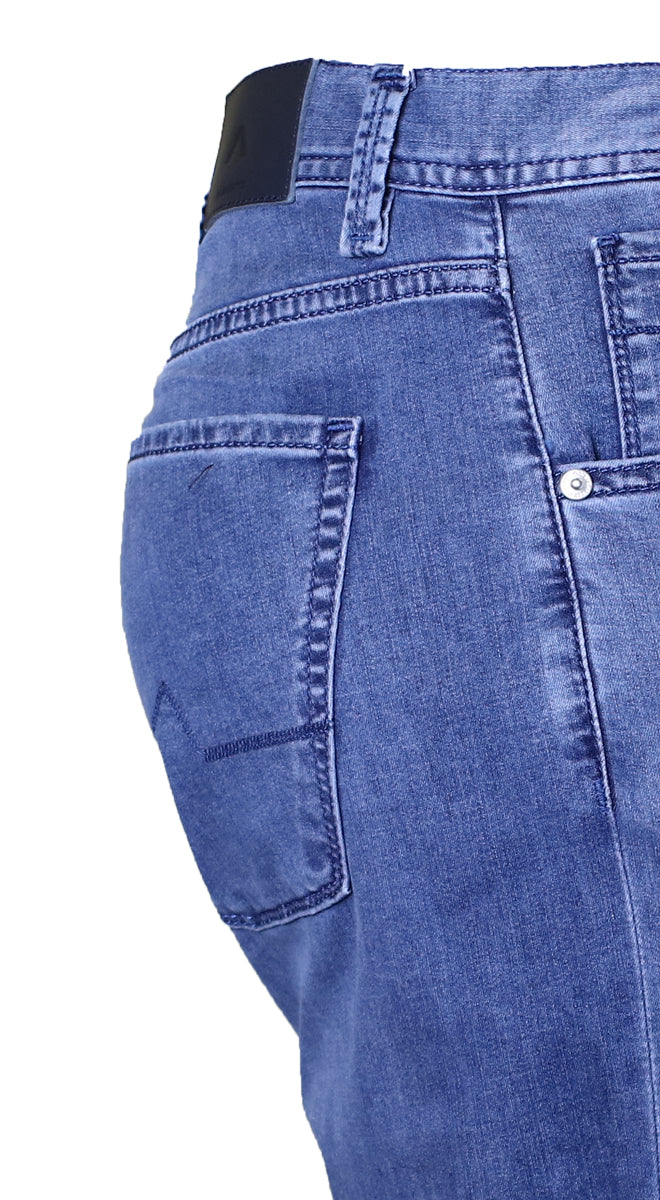 Alberto Pipe Tencel Light Weight Blue Closer Side View 