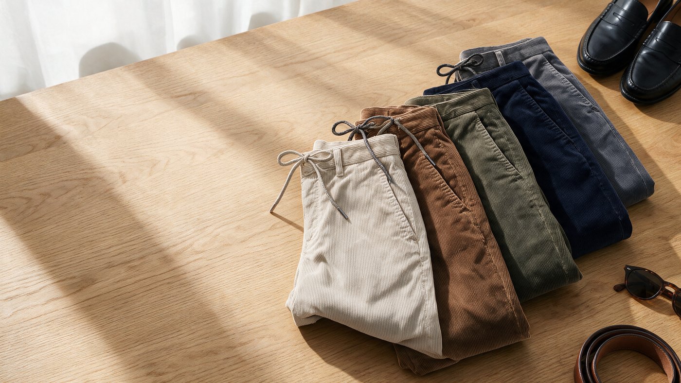 Alberto Jump Dusty Corduroy trousers folded in five colours